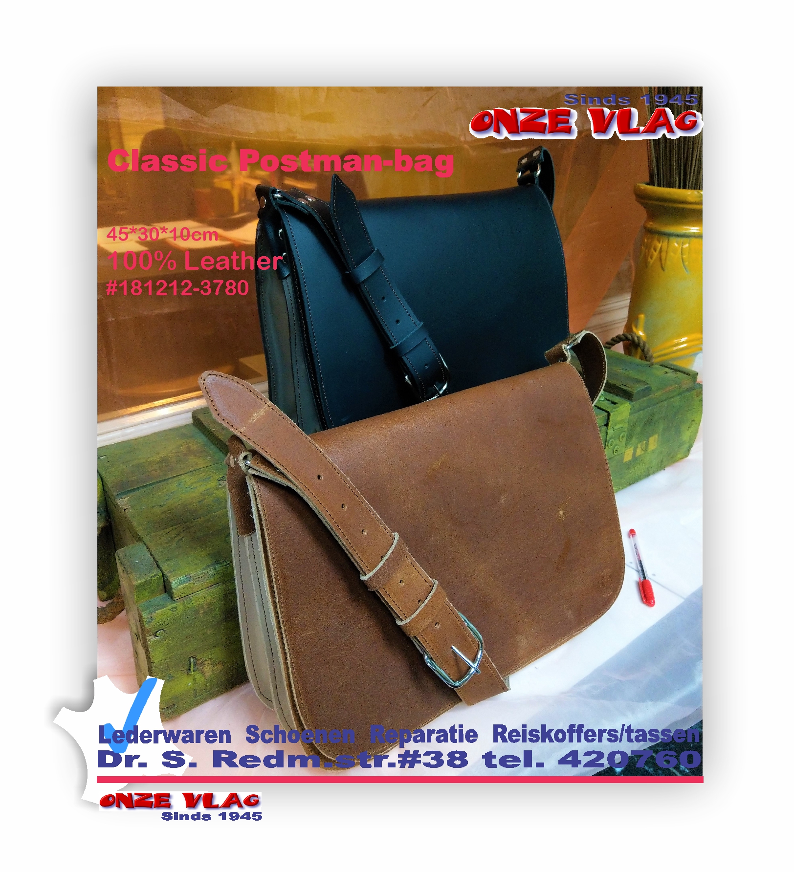 181212 classic postman bag leather