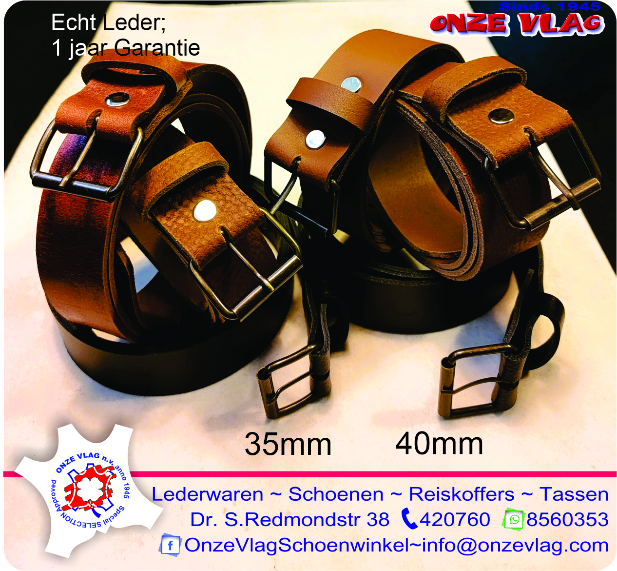 35 40mm echt leder riem