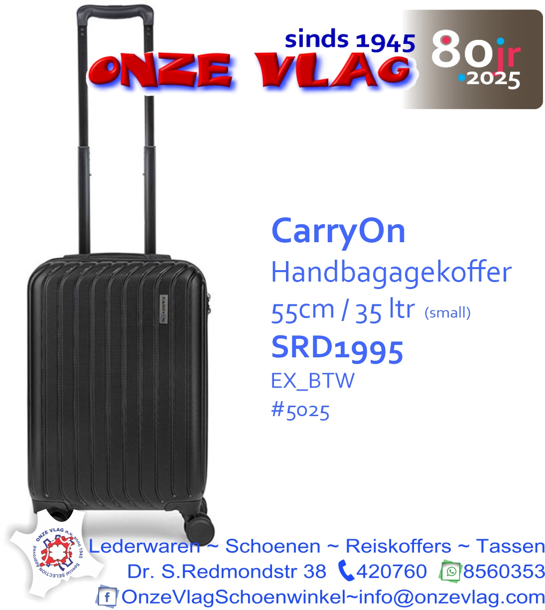 5025 carryon luggage 55cm zwart