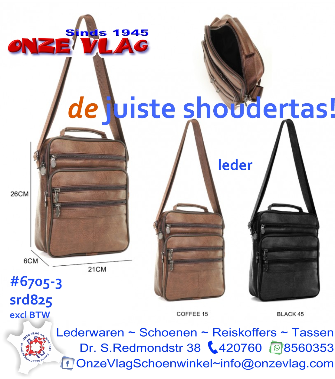 6705-3 lederen shcoudertas