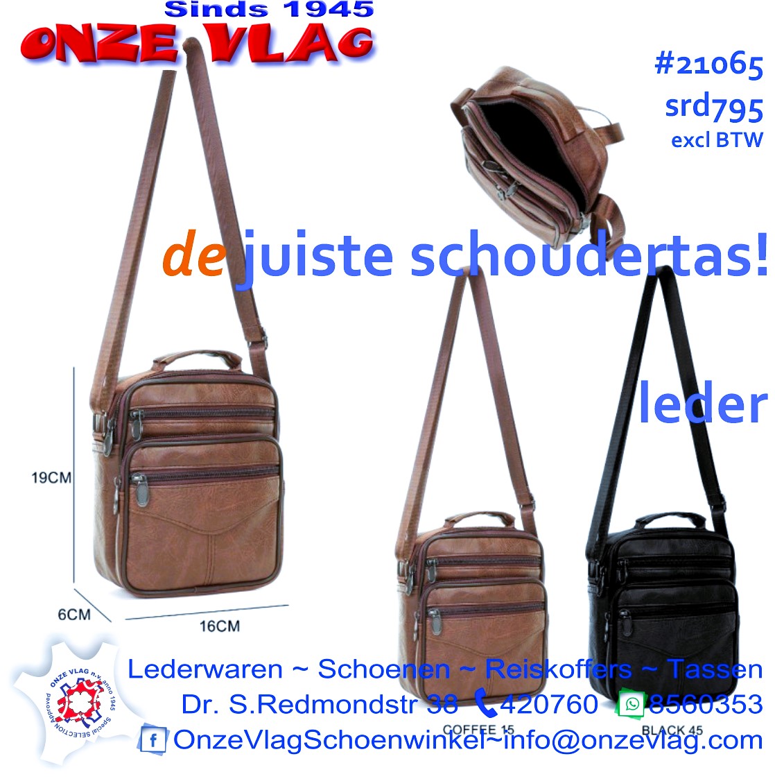 9821-1 schoudertas leder