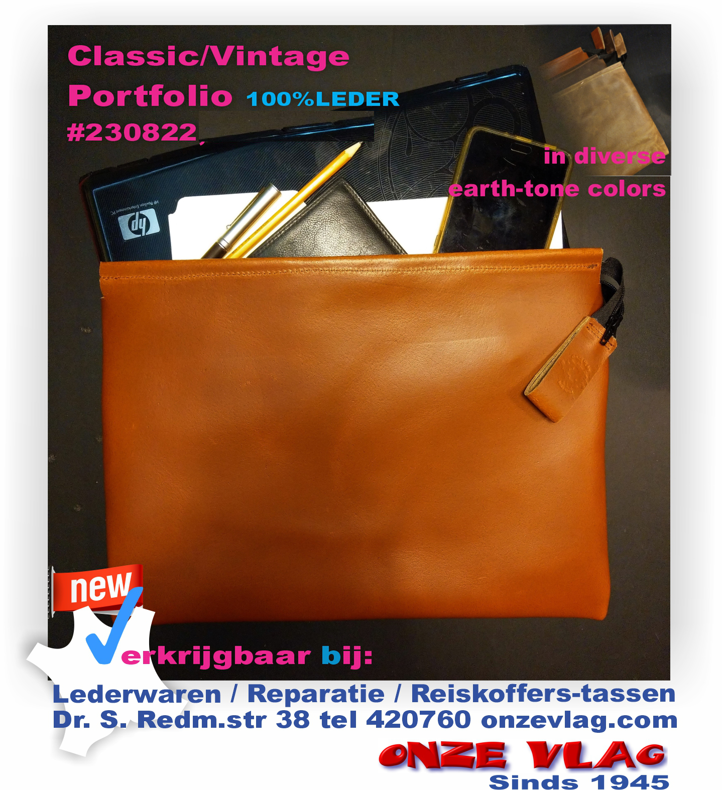 Portfolio 1 vaks Leder Classic Vintage 3