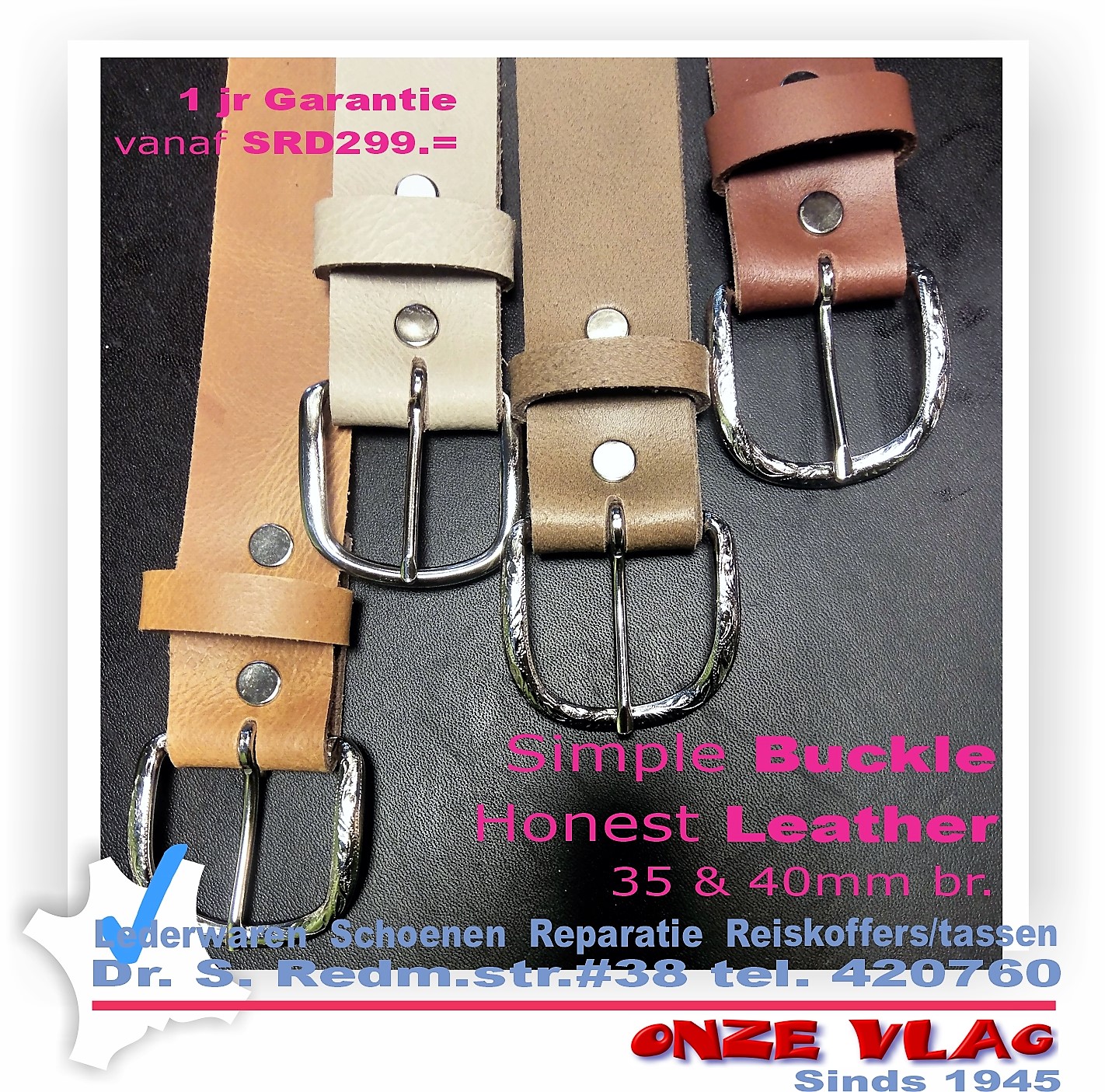 broeksriem 35 en 40mm simple buckle