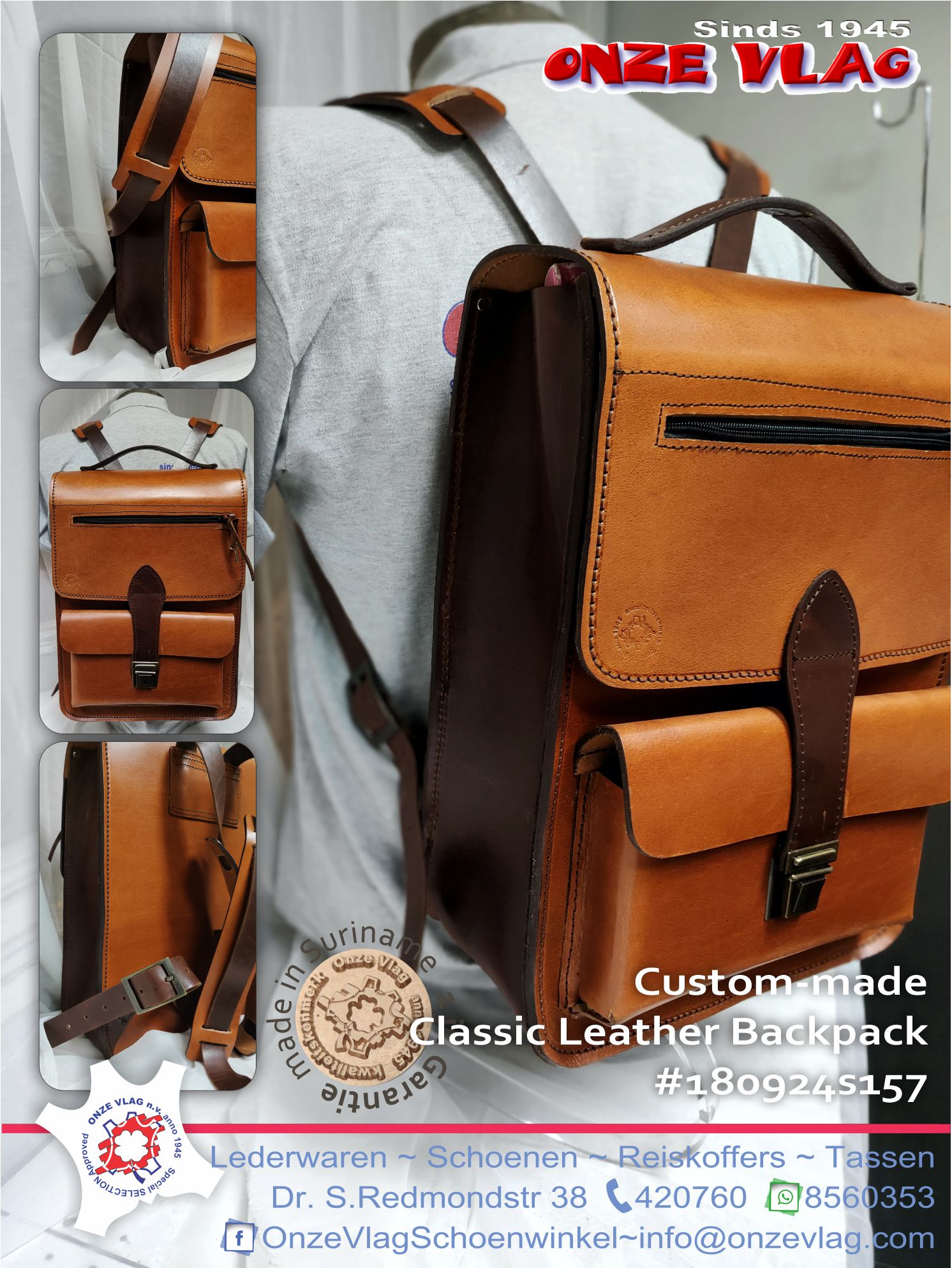 custom made leatherbackpack