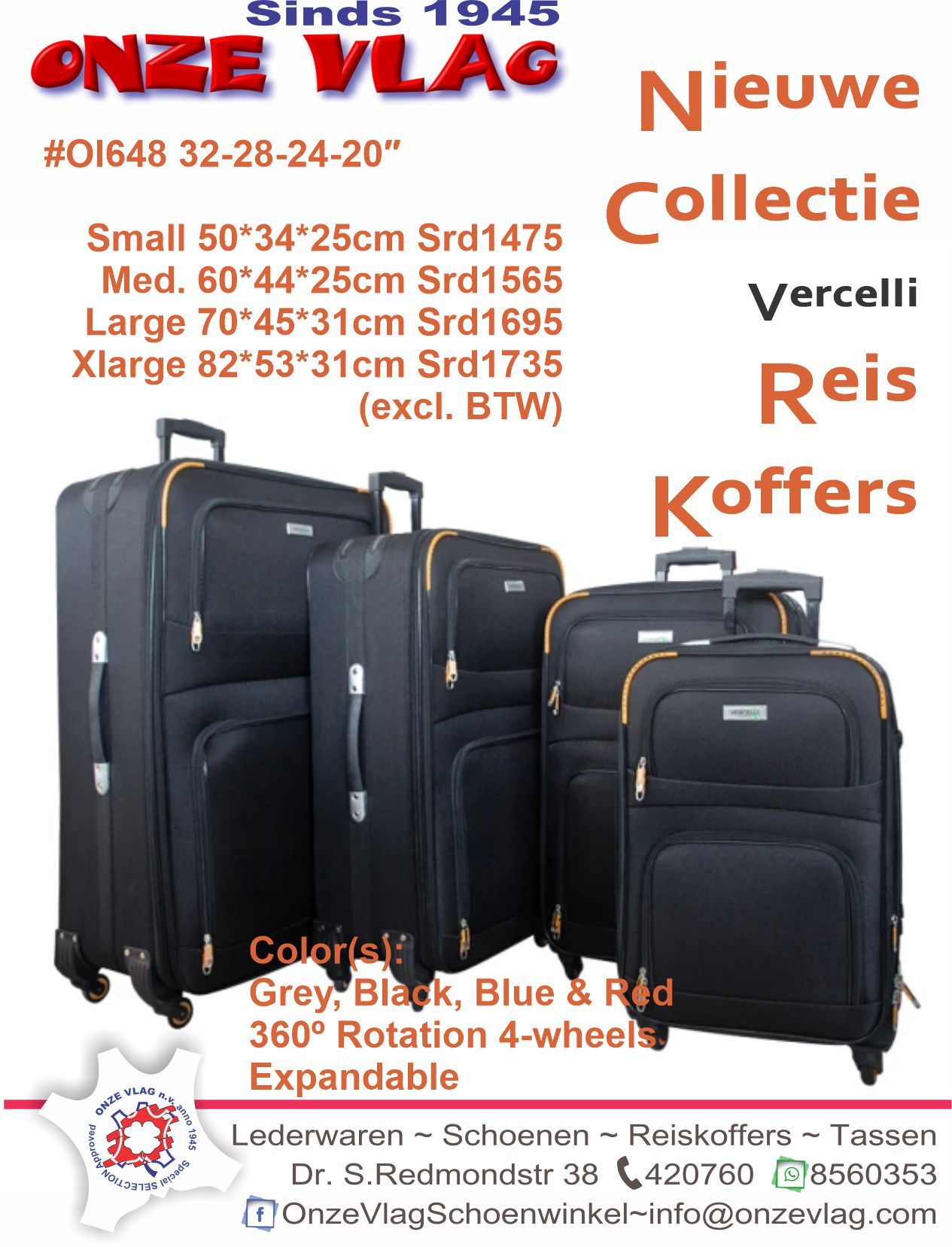 nieuwe coll Vercelli Reiskoffers OL648 zw