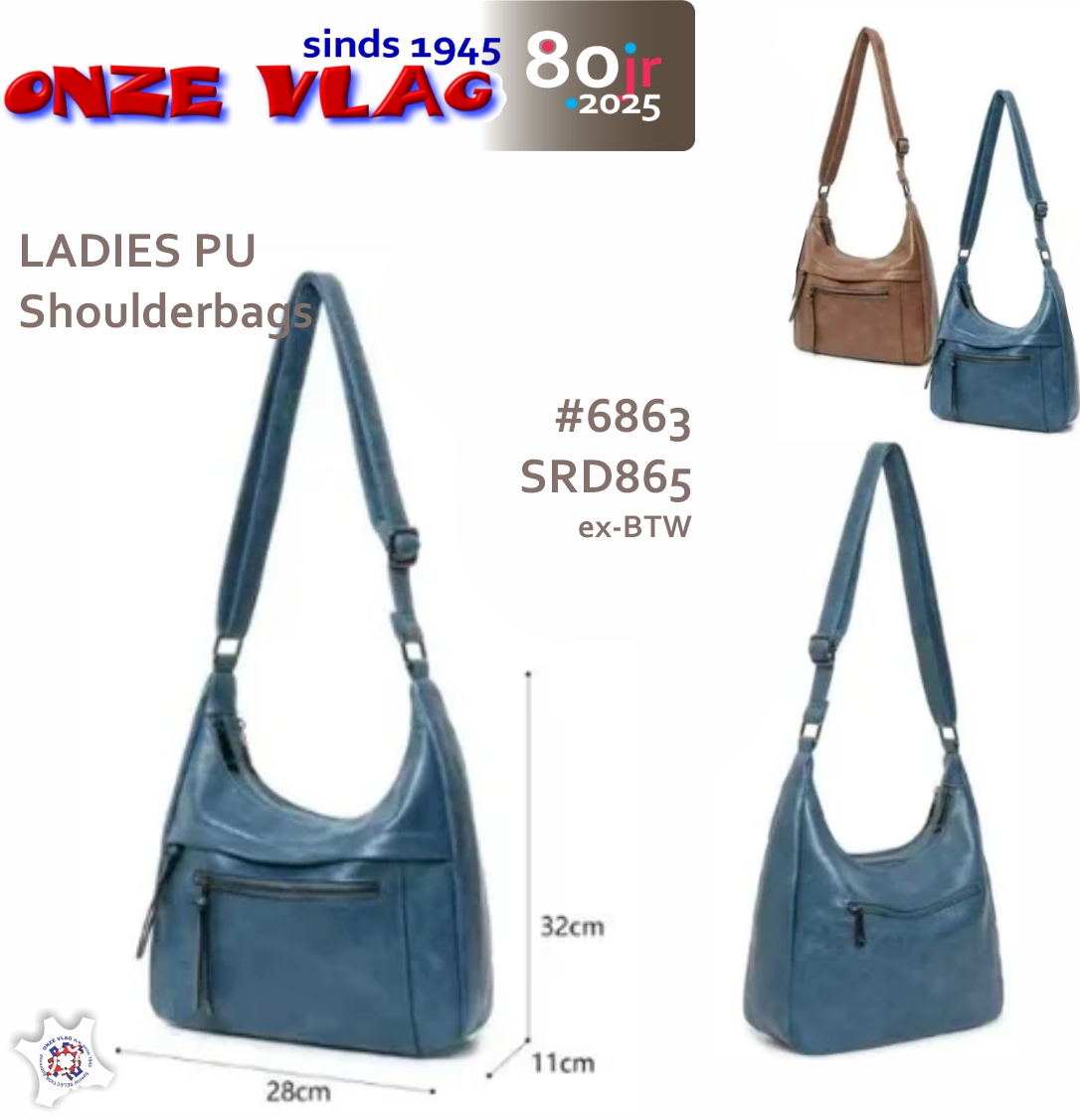 6863 w 8077 ALT voor blue en brown ladiesbagpurse