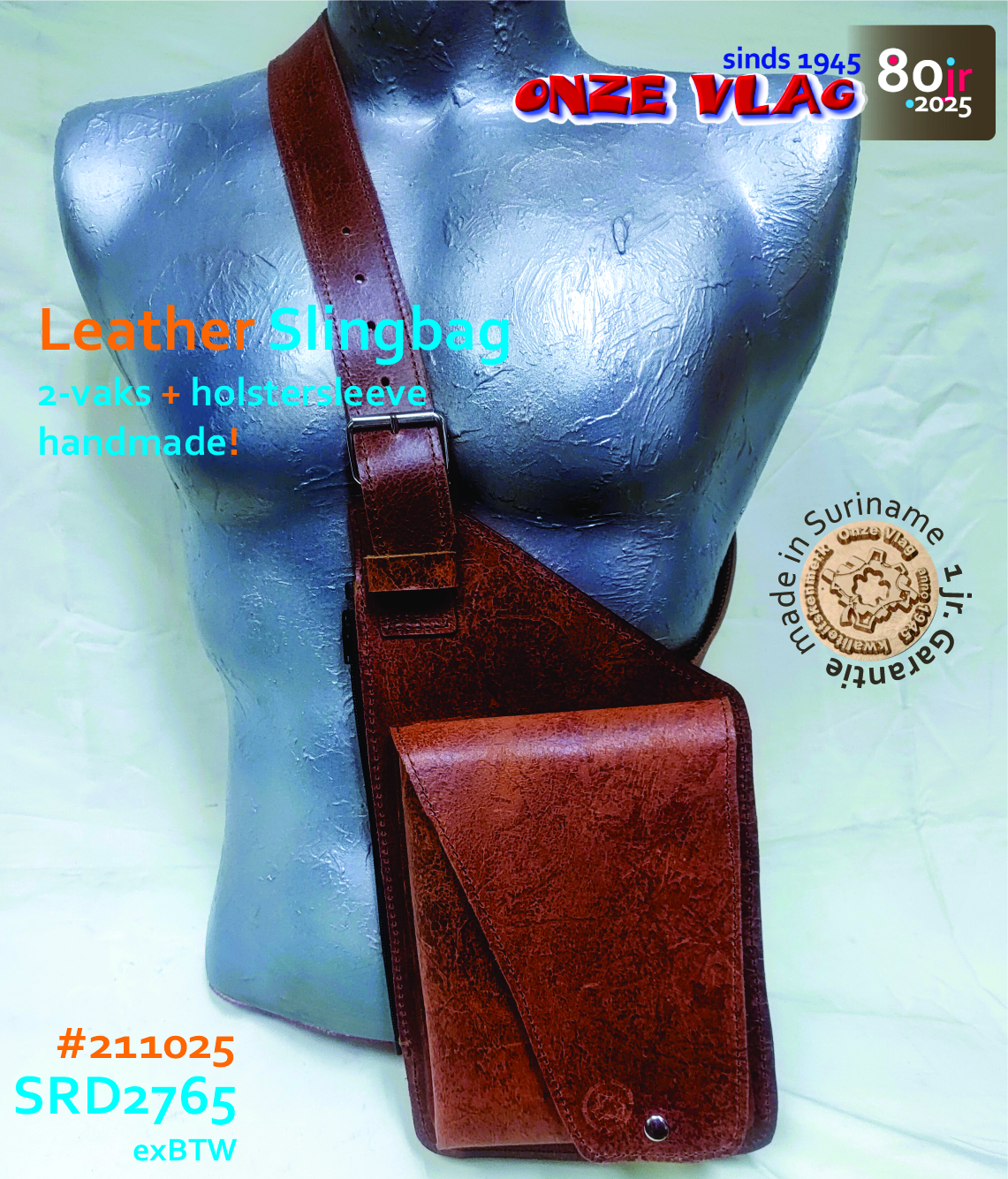 leather slingbag 211025 roestbruin