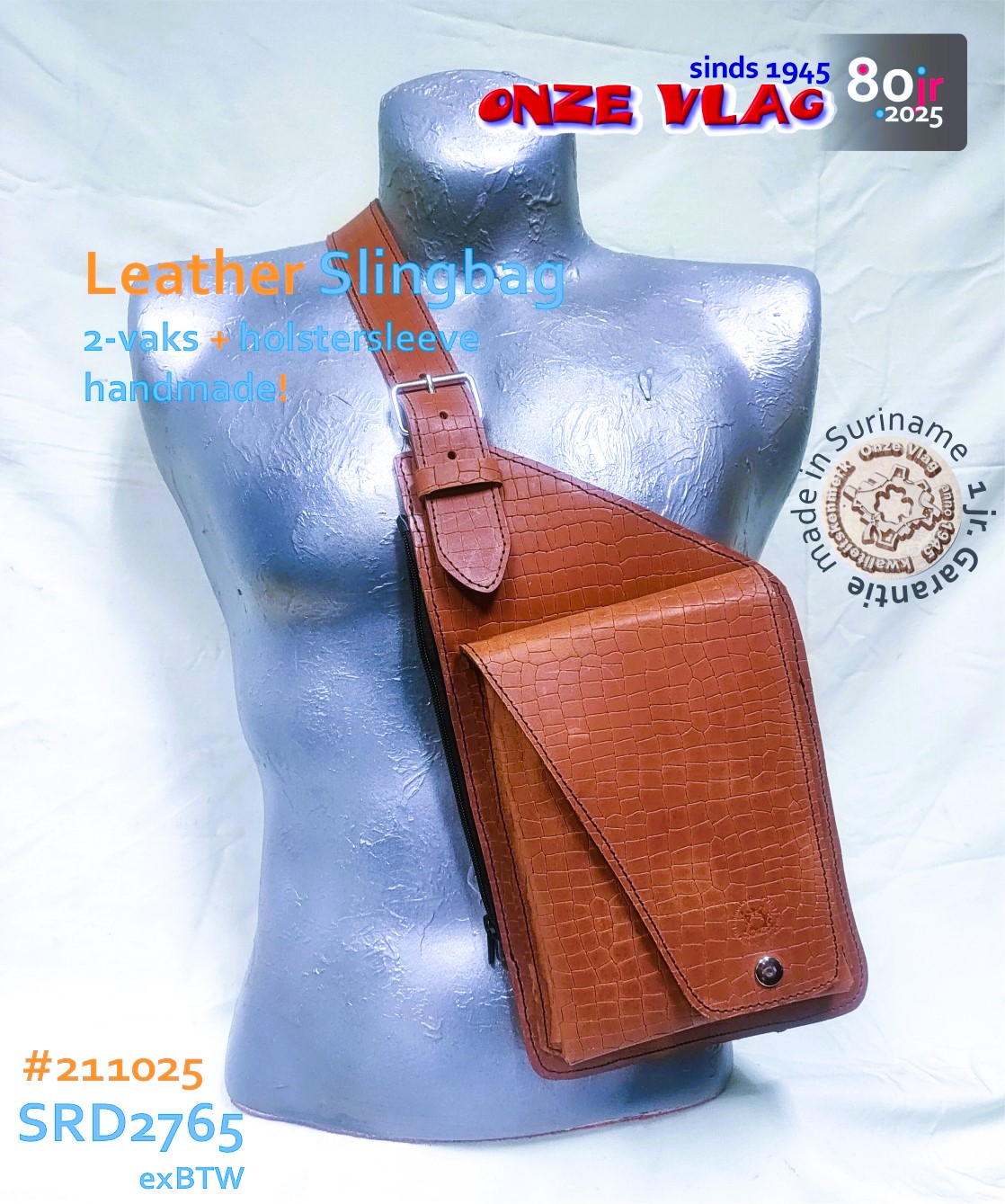 leather slingbag 211025 croc cogn