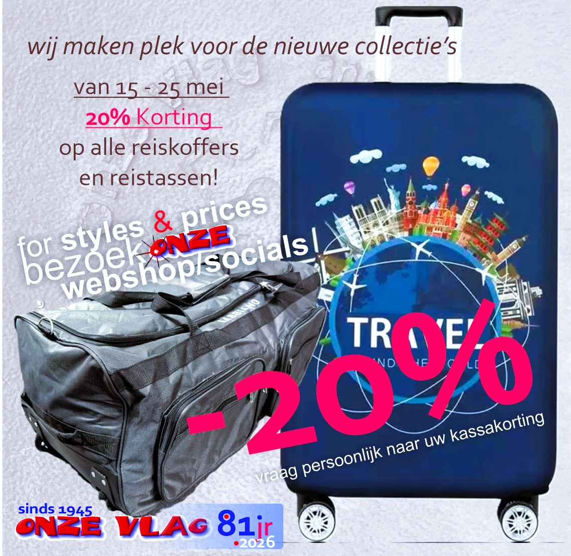 korint op reiskoffers en reistassen